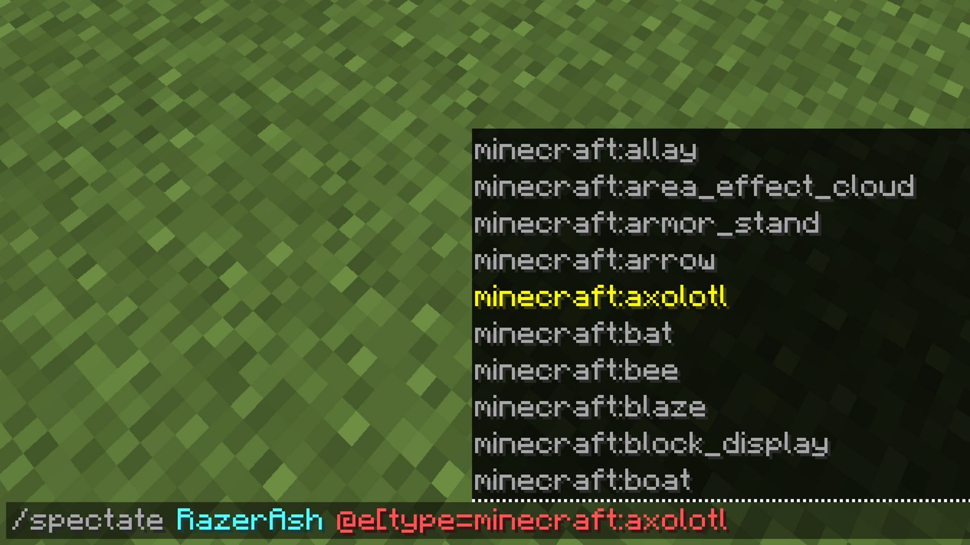 Spectate command allows players to spectate the game from an entity's perspective in Minecraft (Image via Mojang)
